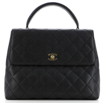 Chanel Vintage Classic Double Flap Bag Quilted Caviar Jumbo