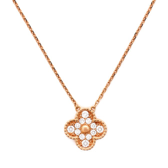 Van Cleef & Arpels Vintage Alhambra Pendant Necklace 18K Rose Gold and Diamonds