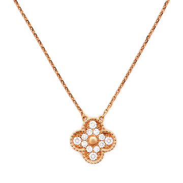Van Cleef & Arpels Vintage Alhambra Pendant Necklace 18K Rose Gold and Diamonds