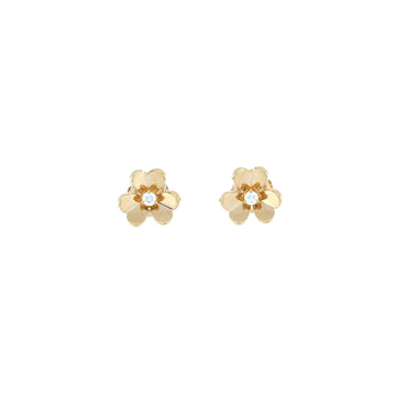 Van Cleef & Arpels Frivole Stud Earrings 18K Yellow Gold with Diamonds Mini