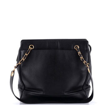 Chanel Vintage Logo Chain Tote Caviar Large