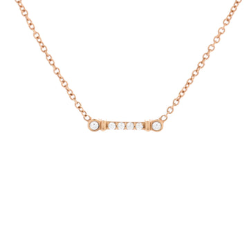 Tiffany & Co. Fleur de Lis Key Bar Pendant Necklace 18K Rose Gold with Diamonds