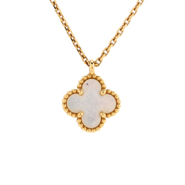 Van Cleef & Arpels Sweet Alhambra Pendant Necklace 18K Yellow Gold and Mother of Pearl