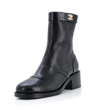 Chanel Women's CC Turnlock Cap Toe Chelsea Boots Leather