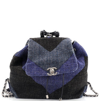 Chanel Braided With Style Drawstring Backpack Chevron Canvas Medium