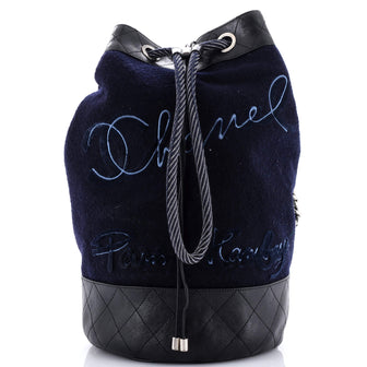 Chanel Paris-Hamburg Sling Backpack Embroidered Wool with Quilted Calfskin Large