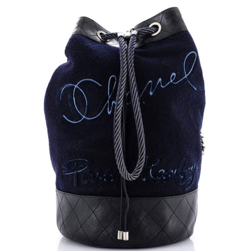 Chanel Paris-Hamburg Sling Backpack Embroidered Wool with Quilted Calfskin Large