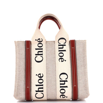 Chloe Woody Tote Canvas with Leather Small