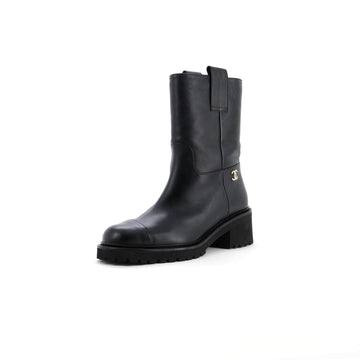 Chanel Women's CC Logo Moto Boots Leather