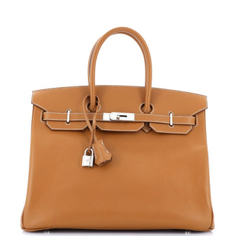 Hermes Birkin Handbag Brown Epsom with Palladium Hardware 35