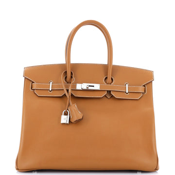 Hermes Birkin Handbag Brown Epsom with Palladium Hardware 35