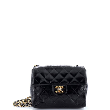 Chanel Vintage Square Classic Single Flap Bag Quilted Patent Mini