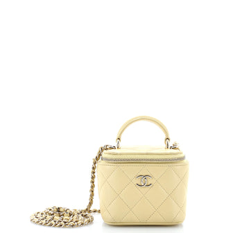 Chanel Classic Top Handle Vanity Case with Chain Quilted Lambskin Mini
