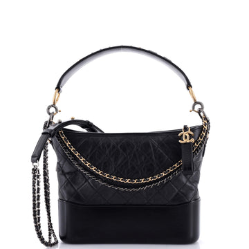 Chanel Gabrielle Hobo with Logo Handle Quilted Aged Calfskin Medium