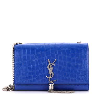 Saint Laurent Classic Monogram Tassel Crossbody Bag Crocodile Embossed Leather Medium