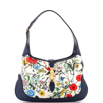 Gucci Jackie Hobo Flora Canvas with Leather Medium