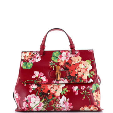 Gucci Bamboo Daily Top Handle Bag Blooms Print Leather Small