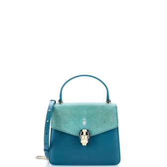 Bvlgari Serpenti Forever Top Handle Bag Leather and Stingray Small