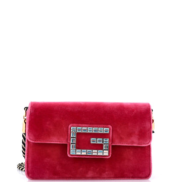 Gucci G Broadway Shoulder Bag Velvet with Crystals Small
