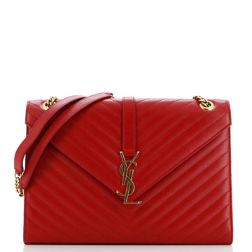 Saint Laurent Classic Monogram Envelope Satchel Matelasse Chevron Leather Large