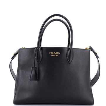 Prada Side Pleat Tote Saffiano Leather Large