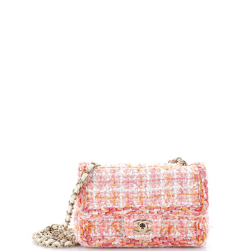 Chanel Classic Single Flap Bag Braided Quilted Tweed with Sequins Mini