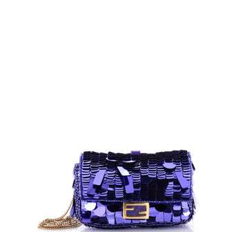 Fendi Chain Baguette Charm Bag Sequins Nano