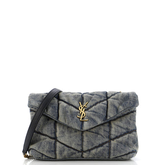 Saint Laurent Loulou Puffer Shoulder Bag Quilted Vintage Denim Mini