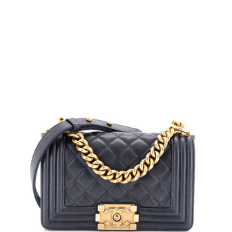 Chanel Boy Flap Bag Quilted Caviar Small