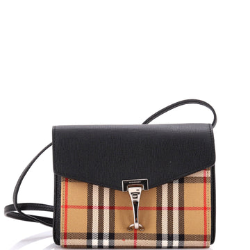 Burberry Macken Crossbody Bag Leather and Vintage Check Canvas Baby