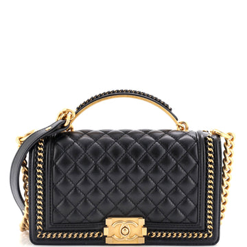 Chanel Chain Handle Boy Flap Bag Quilted Calfskin Old Medium