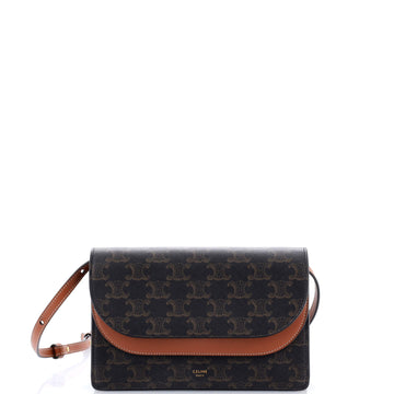 Celine Wallet on Strap Triomphe Coated Canvas