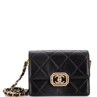 Chanel Crystal Geometric Frame CC Flap Bag Quilted Calfskin Mini