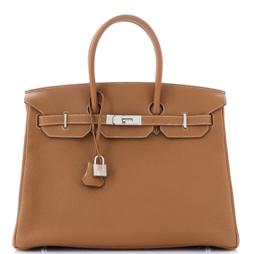 Hermes Birkin Handbag Brown Togo with Palladium Hardware 35
