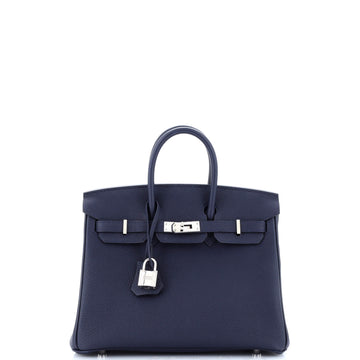 Hermes Birkin Handbag Blue Togo with Palladium Hardware 25