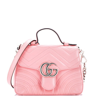 Gucci GG Marmont Top Handle Flap Bag Matelasse Leather Mini