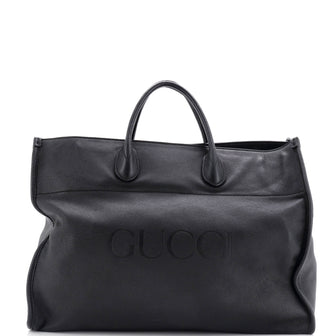 Gucci Logo Tote Embossed Leather Large