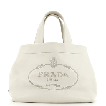 Prada Logo Tote Perforated Leather Medium
