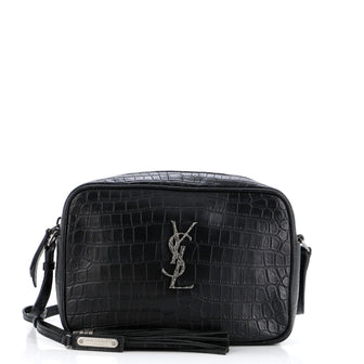 Saint Laurent Lou Camera Bag Crocodile Embossed Leather Small