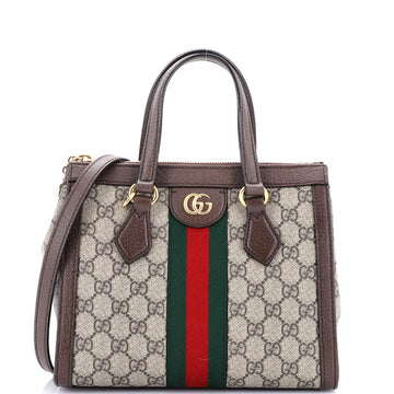 Gucci Ophidia Top Handle Tote GG Coated Canvas with Leather Small
