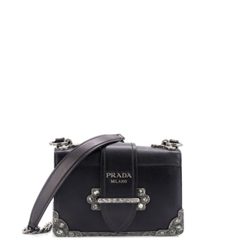 Prada Cahier Crossbody Bag Crystal Embellished Leather Small