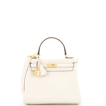 Hermes Kelly Handbag Light Swift with Gold Hardware 25