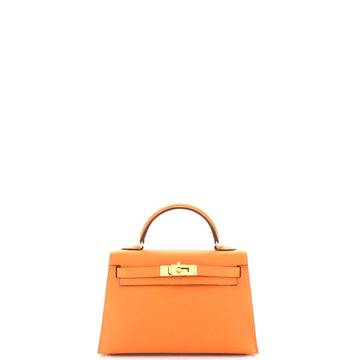 Hermes Kelly Mini II Bag Orange Epsom with Gold Hardware 20