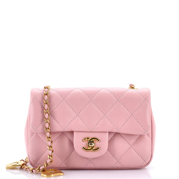 Chanel Heart Charms Flap Bag Quilted Lambskin Mini