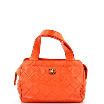 Chanel Vintage CC Front Pocket Shoulder Bag Quilted Lambskin Small