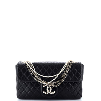 Chanel Westminster Pearl Chain Flap Bag Quilted Lambskin Medium