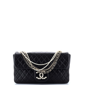 Chanel Westminster Pearl Chain Flap Bag Quilted Lambskin Medium