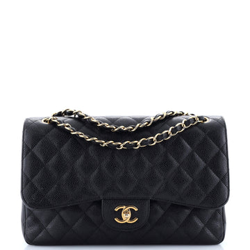 Chanel Classic Double Flap Bag Quilted Caviar Jumbo