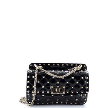 Valentino Garavani Rockstud Spike Flap Bag Quilted Patent Small