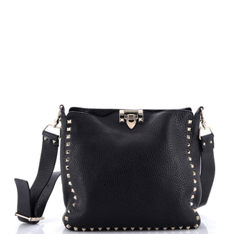 Valentino Garavani Rockstud Flip Lock Messenger Bag Leather Small